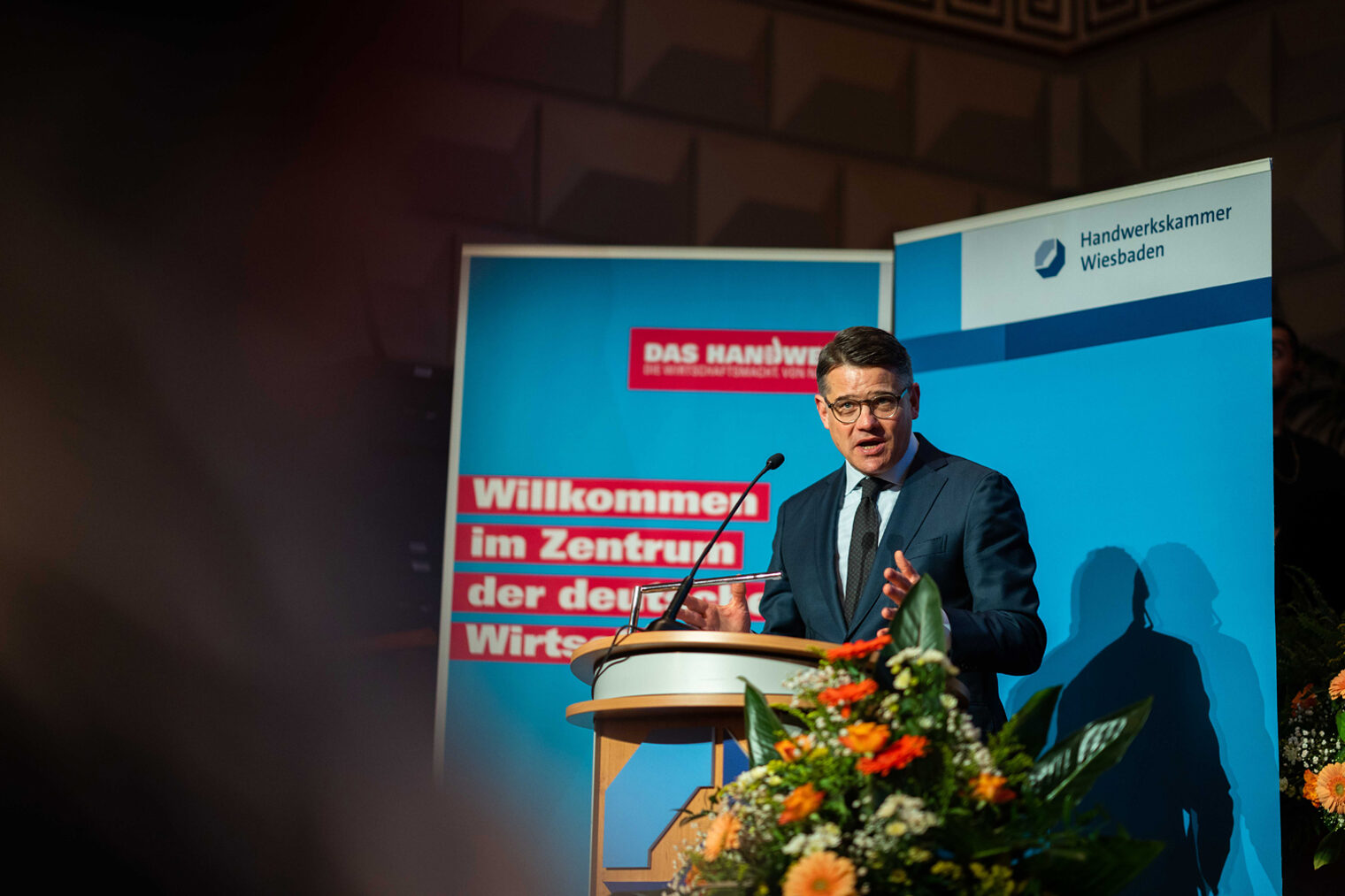 Hessens Ministerpräsident Boris Rhein bei seiner Festrede auf der Meisterfeier 2023