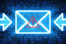 Eine grafische Darstellung einer E-Mail mit einem Warnsymbol, die auf eine potenzielle Betrugsmail hinweist.