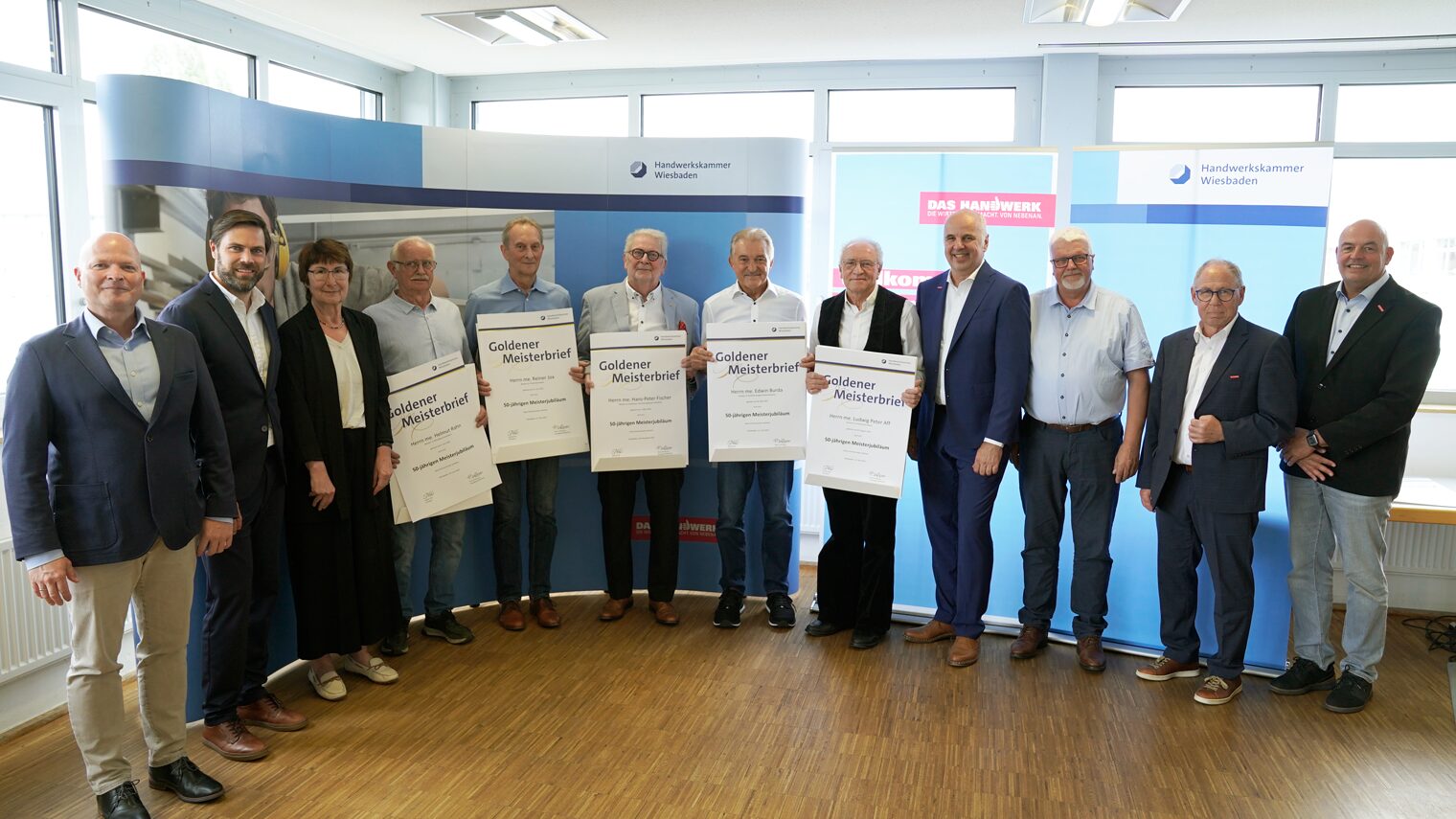 Den Goldenen Meisterbrief bekamen die Handwerksmeister der Kreishandwerkerschaft Gießen überreicht, die vor 50 Jahren ihre Meisterprüfung ablegten.