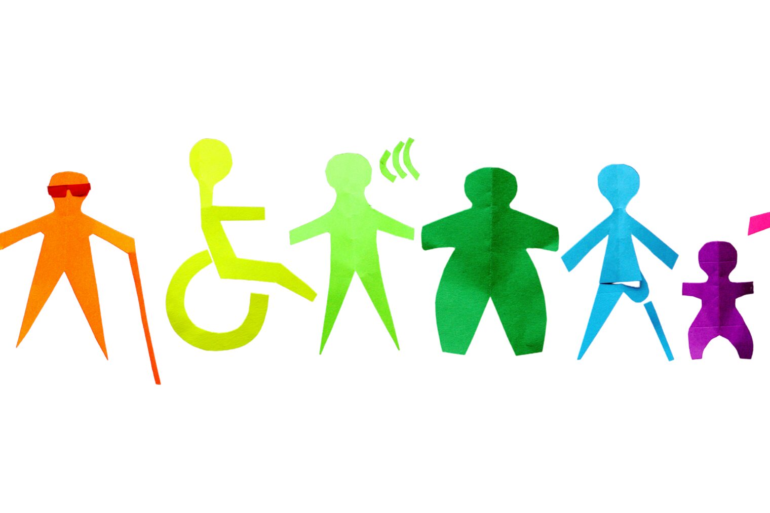 Scherenschnitte in verschiedene Farben von Männchen, das die Diversität darstellen soll. 