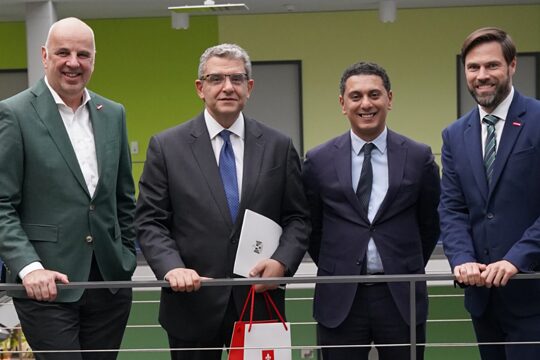 Stefan Füll, Ägyptischer Botschafter S. E. Mohamed Elbadri, Botschaftsrat Karim Elkhashab und Pierre Schlosser.