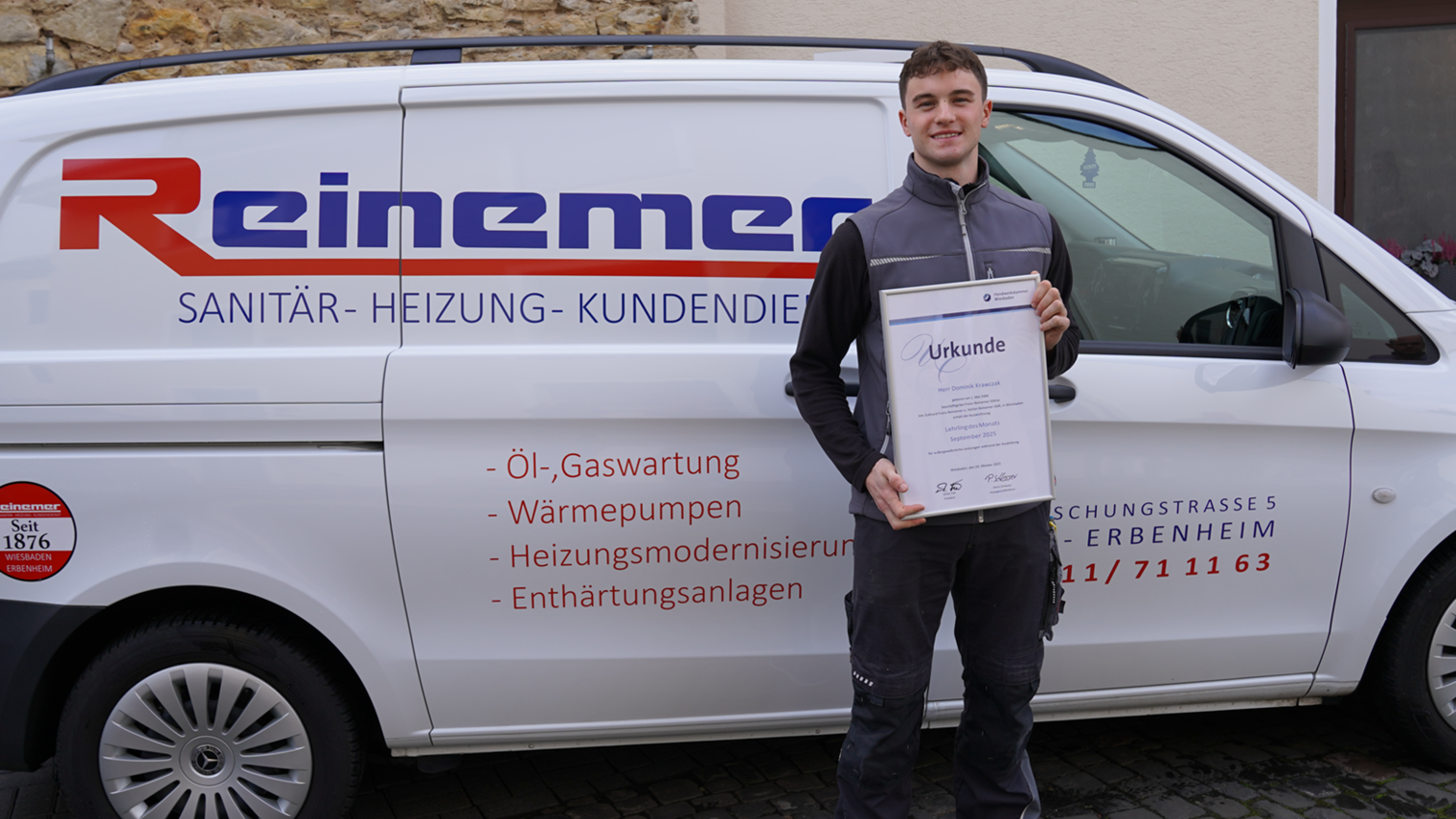 Dominik Krawczak ist von der Handwerkskammer Wiesbaden als Lehrling des Monats September ausgezeichnet worden.