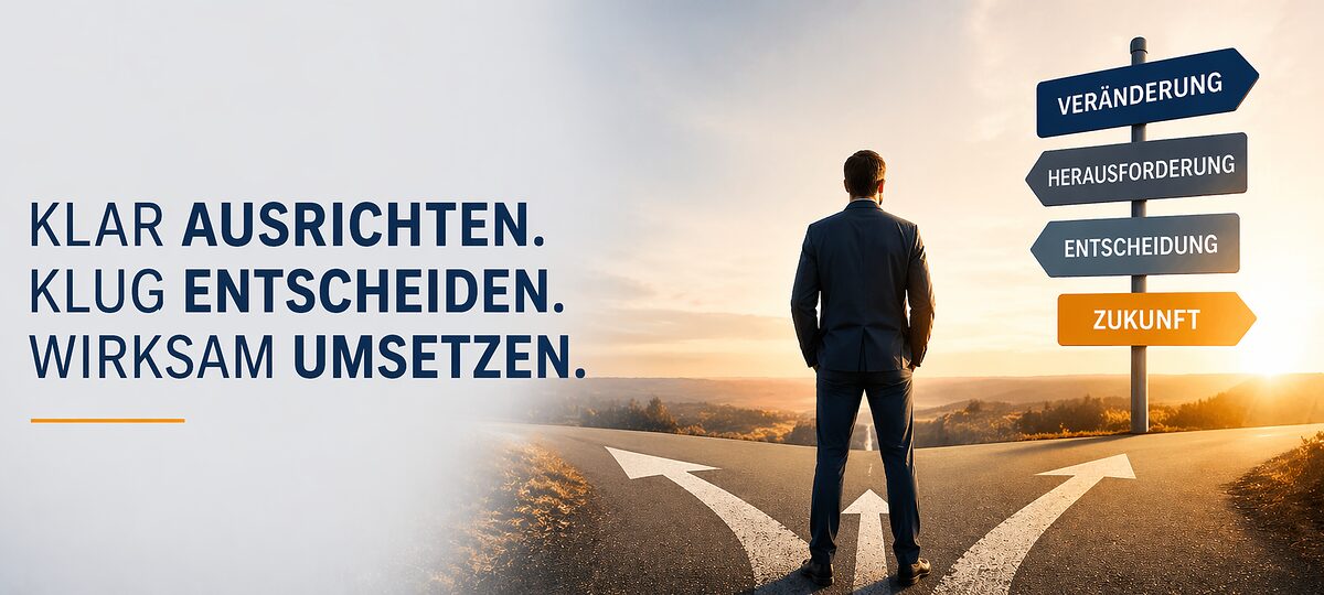 Werbebild für das Seminar Betrieb sichern, Zukunft gestalten – 
Orientierung in bewegten Zeiten.