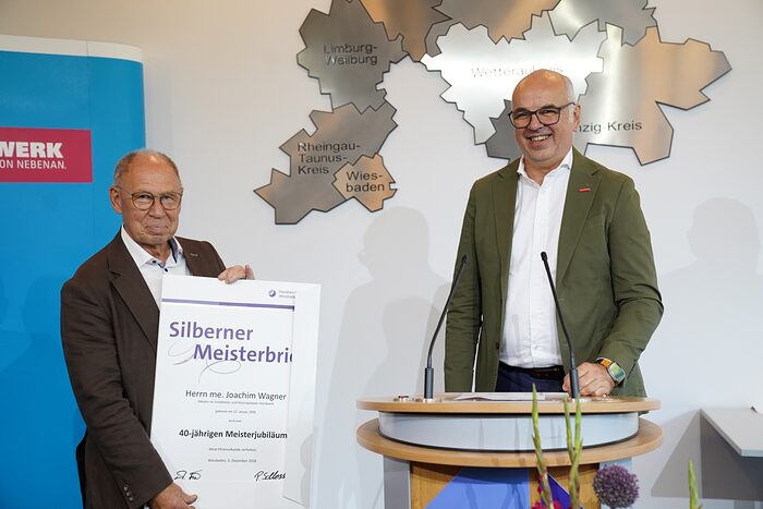 Vizepräsident der Handwerkskammer Wiesbaden, Joachim Wagner, gehörte zu den Geehrten zum 40-jährigen Meisterjubiläums. 